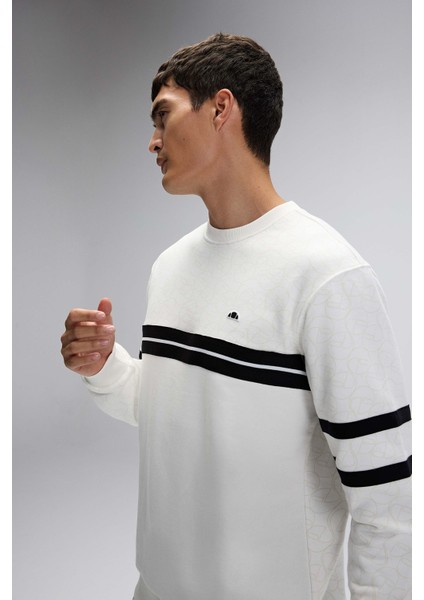 Pamuklu Regular Fit Bisiklet Yaka Şerit Detaylı Sweat Erkek Sweat EM618 fırsatları