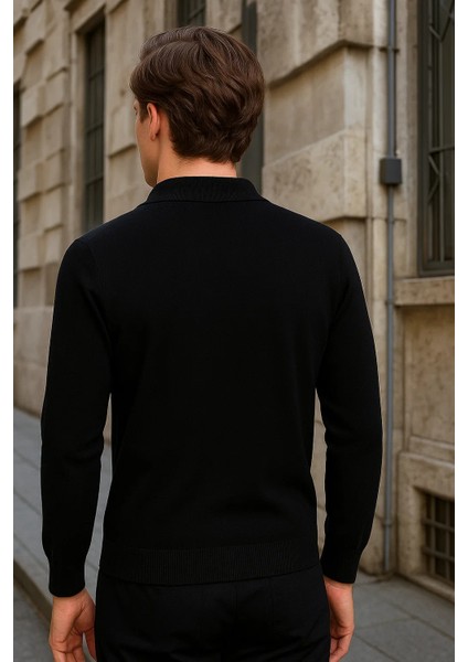 Erkek Salaş Günlük Siyah Yarım Fermuarlı Sweatshirt modelleri