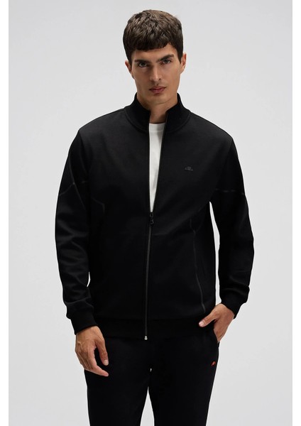 Logolu Pamuklu Regular Fit Dik Yaka Fermuarlı Sweat Erkek Sweat EM545