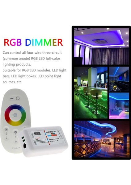 Dokunmatik Uzaktan Kumanda LED Rgb Kontrol Cihazı Dc 12-24V 6A 3 Kanallı Karartma Dinamik Modu 2.4g Rf
