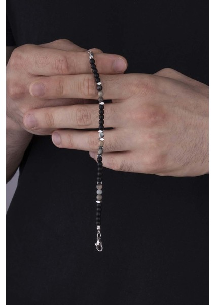 Akik Geçişli Oniks Taşlı Doğal Taş Bileklik fiyatları