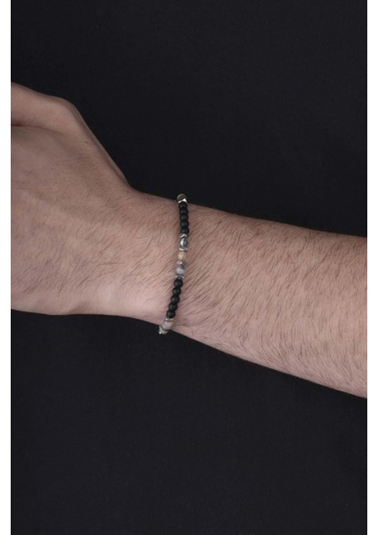 Akik Geçişli Oniks Taşlı Doğal Taş Bileklik modelleri