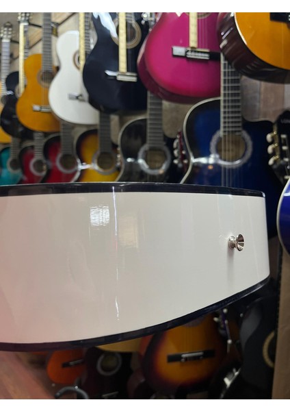 Beyaz 4/4 Tam Boy Kesik Kasa Klasik Gitar Kılıf Pena Dahil indirimleri