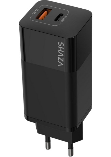 65W Çift Port Ultra Hızlı Şarj Aleti - Gan Destekli Android & iPhone & MacBook & iPad USB Qc3.0& Type-C Pd Şarj Adaptörü - Siyah fiyatları