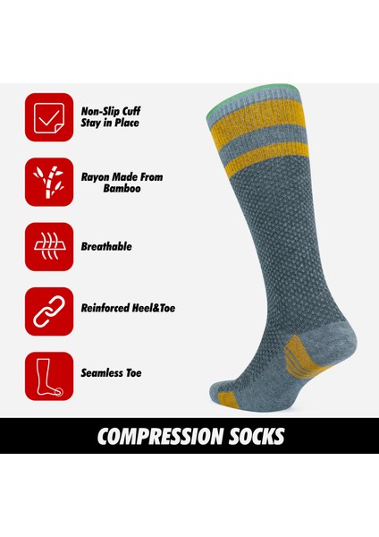 Bambu Dikişsiz Diz Boyu 15-20 mm Hg Basınçlı Kompresyon Çorap 3596 modelleri