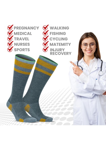 Bambu Dikişsiz Diz Boyu 15-20 mm Hg Basınçlı Kompresyon Çorap 3596 fırsatları