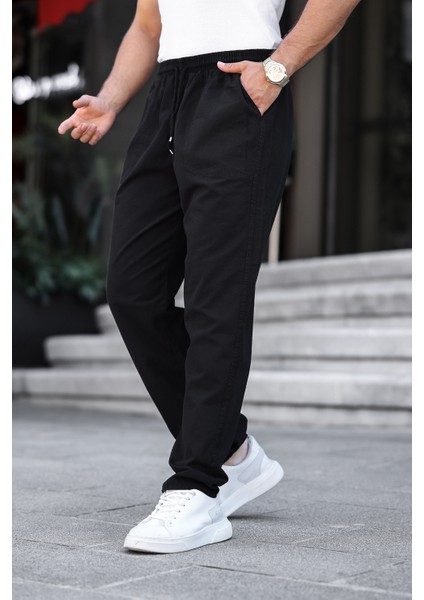 3A Moda Haki Renk Erkek Yazlık Keten Karışımı Relaxed Pantolon