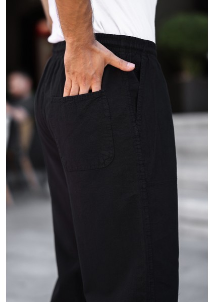 3A Moda Haki Renk Erkek Yazlık Keten Karışımı Relaxed Pantolon modelleri