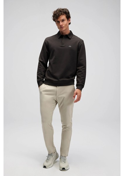 Logolu Pamuklu Regular Fit Düğmeli Polo Yaka Sweat Erkek Polo Yaka Sweat EM607 modelleri