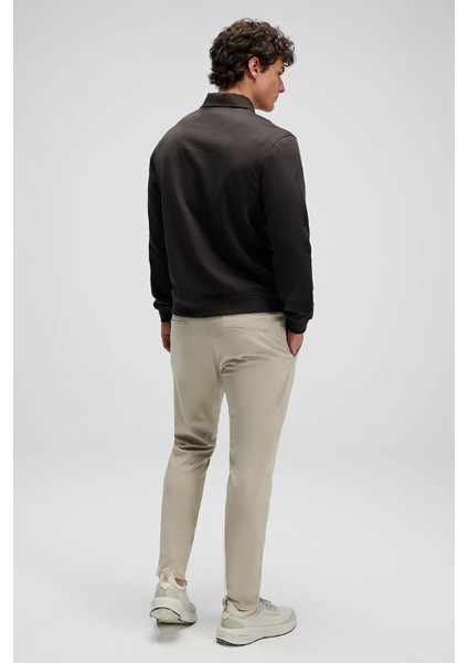 Logolu Pamuklu Regular Fit Düğmeli Polo Yaka Sweat Erkek Polo Yaka Sweat EM607