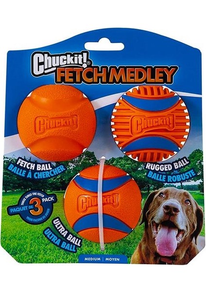 Chuckit Fetch Medley Gen 3 Köpek Oyun Topu Orta Boy 3lü