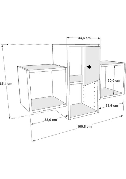 Kitaplikli Kapakli Duvar Rafi Beyaz 100 cm DVR-1033-Ç fırsatları