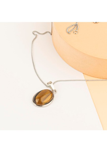 Kaplan Gözü Damla Dogal Taş Kolye fiyatları