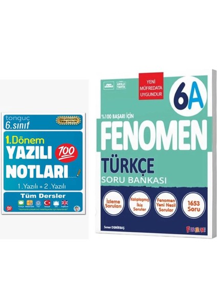 6. Sınıf Yazılı Notları 1. Dönem 1 ve 2. Yazılı ve Fenomen Okul Yayınları 6. Sınıf Fenomen Türkçe A Soru Bankası