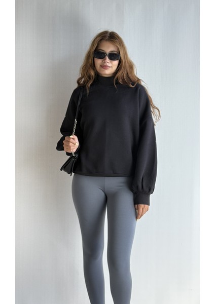 Kadın Balıkçı Yaka Uzun Kollu Basic Sweatshirt fiyatları