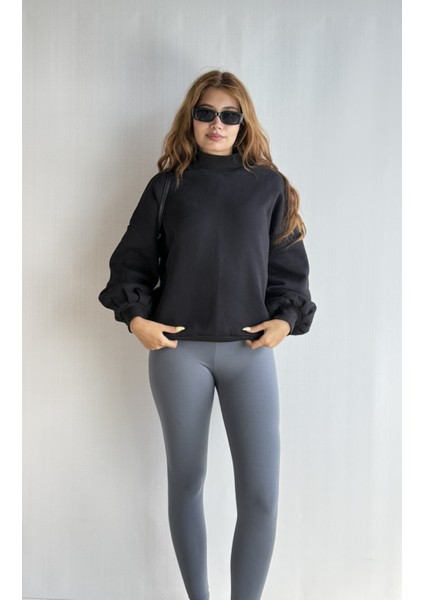 Kadın Balıkçı Yaka Uzun Kollu Basic Sweatshirt fırsatları