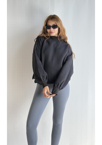 Kadın Balıkçı Yaka Uzun Kollu Basic Sweatshirt indirimleri