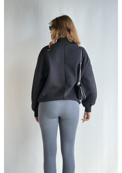 Kadın Balıkçı Yaka Uzun Kollu Basic Sweatshirt