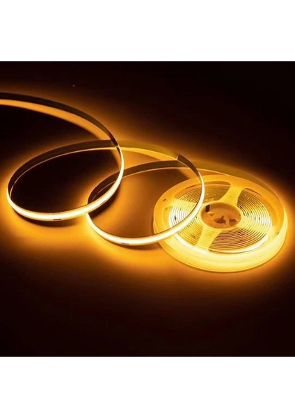 Cob LED Şerit 5metre 12V 320LED/M 3000K Sıcak Beyaz 10W 8mm IP20 Aydınlatma Işık Hortum Kendinden Yapışkanlı