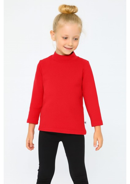 Düz Renk Raporlu Çocuk Body Kırmızı