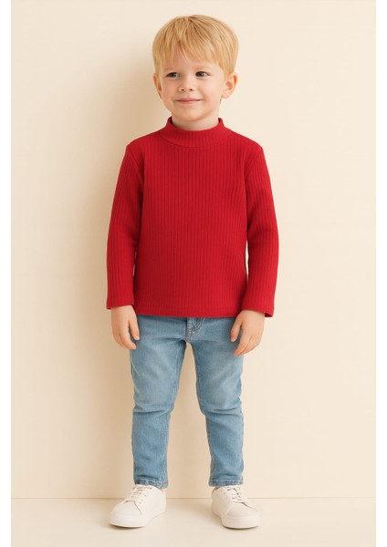 Düz Renk Raporlu Çocuk Body Kırmızı fiyatları