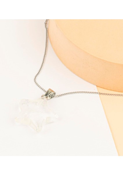 Kristal Kuvars Yıldız Temalı Dogal Taş Kolye fiyatları