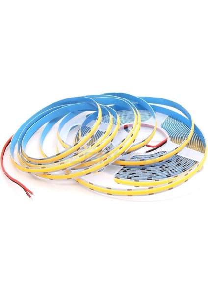 Cob LED Şerit 5metre 12V 320LED/M 6500K Soğuk Beyaz 10W 8mm IP20 Aydınlatma Işık Hortum Kendinden Yapışkanlı