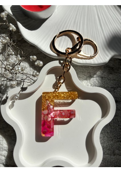 F Harfi Epoksi Pembe El Yapımı Anahtarlık fiyatları