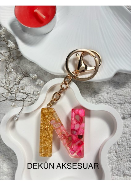 N Harfi Epoksi Pembe El Yapımı Anahtarlık fiyatları