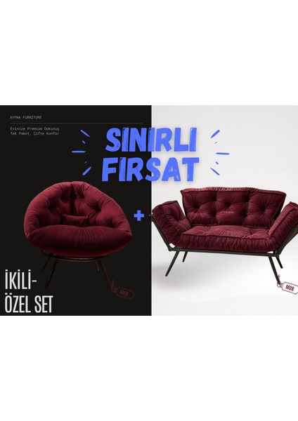 Elite Comfort Set | Premium Tekli Berjer + Ikili Kanepe | Konforlu Oturma Takımı
