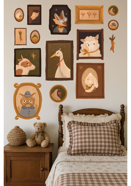 Vintage Pastoral Çerçeve Duvar Sticker Seti – 8’li Pastel Bahar Temalı Dekoratif Stickerlar fiyatları