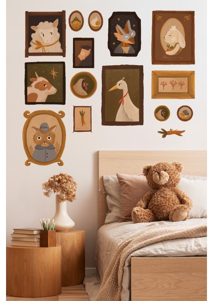 Vintage Pastoral Çerçeve Duvar Sticker Seti – 8’li Pastel Bahar Temalı Dekoratif Stickerlar modelleri