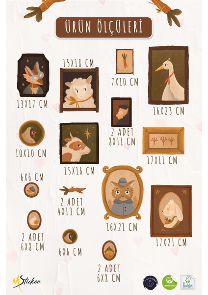 Vintage Pastoral Çerçeve Duvar Sticker Seti – 8’li Pastel Bahar Temalı Dekoratif Stickerlar fırsatları