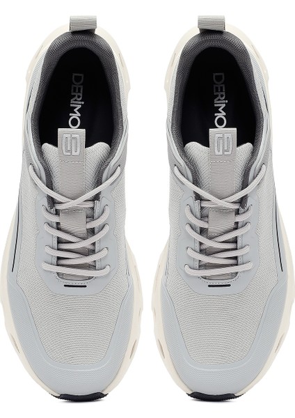 Erkek Gri Bağcıklı Kalın Tabanlı Kumaş Sneaker 25WFD69416F