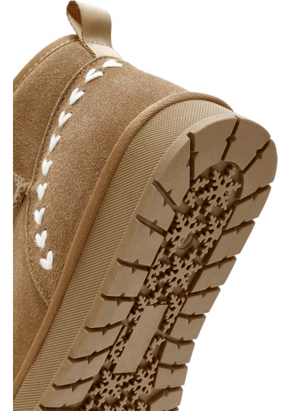 Kadın Camel Kürk Detaylı Süet Deri Teddy Bot 25WFD478010