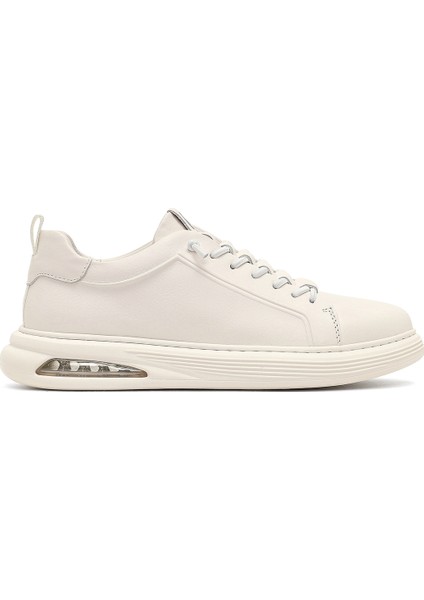 Erkek Beyaz Bağcıklı Deri Sneaker 25WFD696818