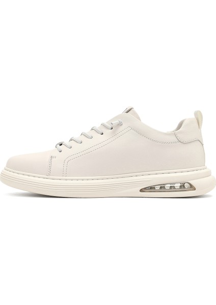 Erkek Beyaz Bağcıklı Deri Sneaker 25WFD696818 fiyatları