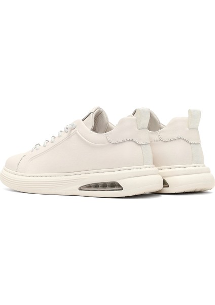 Erkek Beyaz Bağcıklı Deri Sneaker 25WFD696818 indirimleri