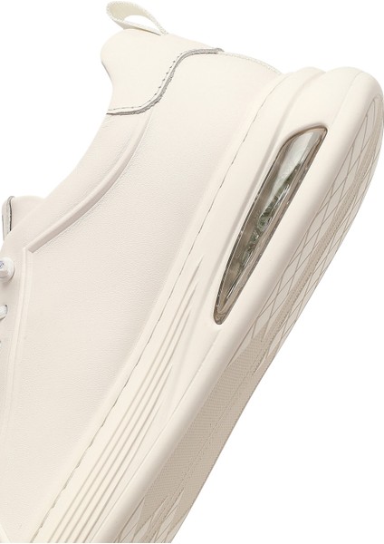 Erkek Beyaz Bağcıklı Deri Sneaker 25WFD696818