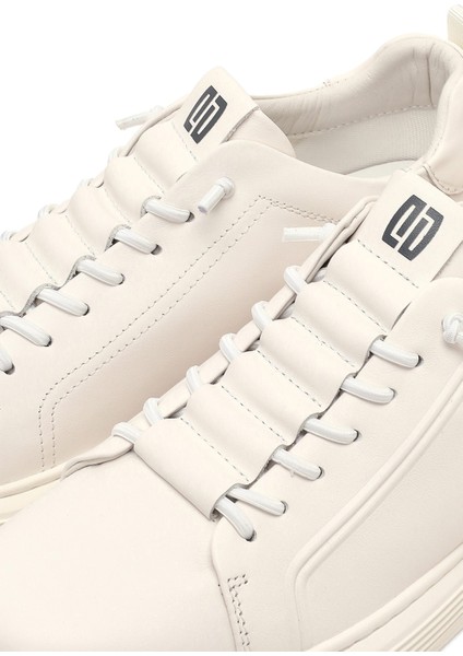 Erkek Beyaz Bağcıklı Deri Sneaker 25WFD696818