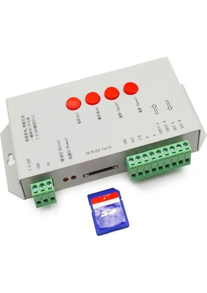 T1000S LED Piksel Kontrol Cihazı Düzenleme Yazılımı 2048 Sd Kart Kayıt Dc 5-24V Işık Aydınlatma 256MB Hafıza WS2811 Rgb Destekli