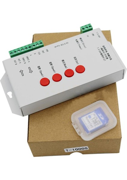 T1000S LED Piksel Kontrol Cihazı Düzenleme Yazılımı 2048 Sd Kart Kayıt Dc 5-24V Işık Aydınlatma 256MB Hafıza WS2811 Rgb Destekli