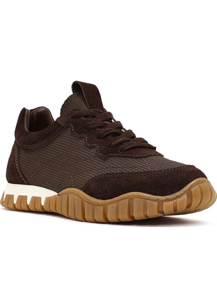 Kadın Kahverengi Bağcıklı Deri Sneaker 25AFD510914