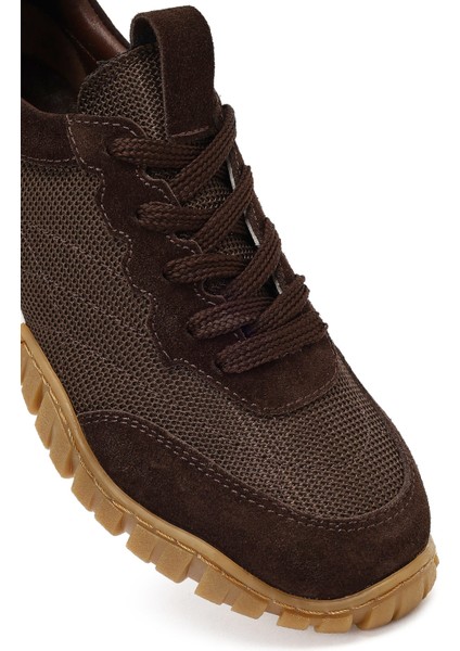 Kadın Kahverengi Bağcıklı Deri Sneaker 25AFD510914