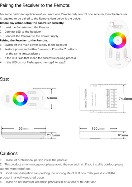 2.4g Dokunmatik Uzaktan Kumanda 30A Yüksek Güç Kontrol Cihazı Denetleyici Rgb Dimmer LED Işık Şerit KTF-QC19 DC12-24V