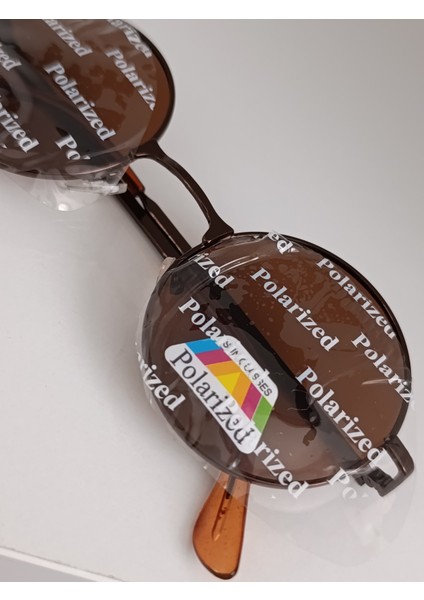 Polarize Yuvarlak Metal Çerçeve Güneş Gözlüğü kahverengi modelleri