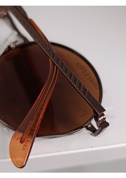 Polarize Yuvarlak Metal Çerçeve Güneş Gözlüğü kahverengi fırsatları