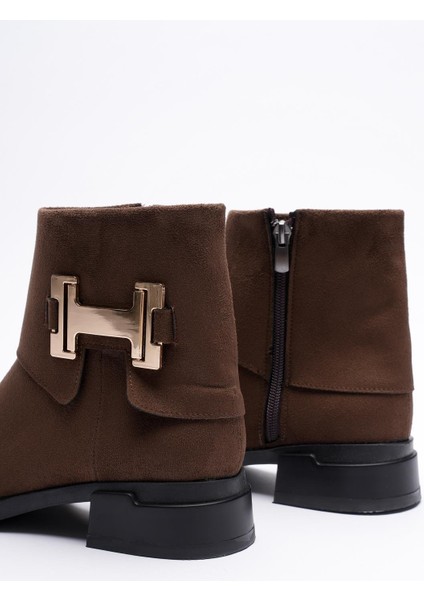Zamira Kadın Kahve Süet Gold Aksesuarlı Bot fiyatları