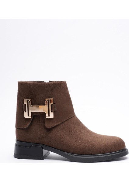 Zamira Kadın Kahve Süet Gold Aksesuarlı Bot modelleri