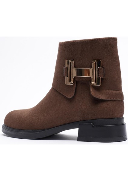Zamira Kadın Kahve Süet Gold Aksesuarlı Bot fırsatları